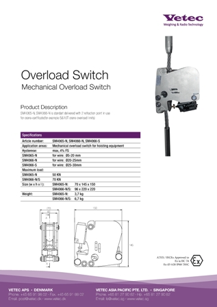 Vetec Crane Mechanical overload cut-off device brochure in PDF version